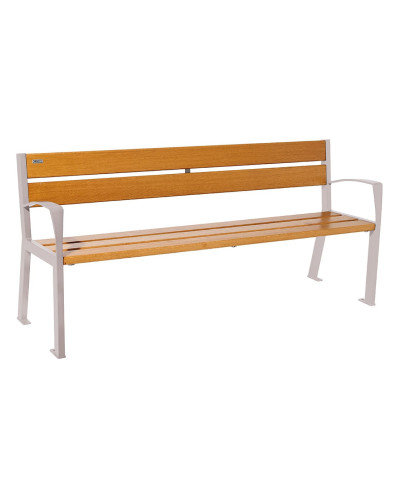 Kaufen Sie PROCITY SITZBANK SILAOS 5 HOLZLATTEN - MIT ARMLEHNE - HOLZ & STAHL: Sitzfläche aus Eichenholz (helle Eiche), Gestel aus Stahl (Seidengrau) online.