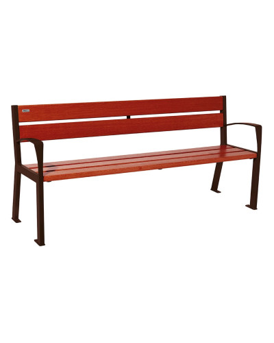 KAUFEN SIE PROCITY SITZBANK SILAOS 5 HOLZLATTEN - MIT ARMLEHNE - HOLZ & STAHL: Sitzfläche aus Eichenholz (Mahagoni), Gestell aus Stahl (Schokoladenbraun) - Online-Shop. Lieferung.