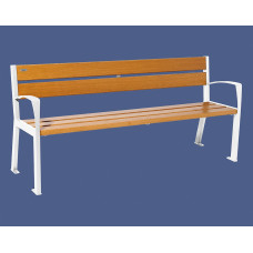 PROCITY bench SILAOS 5 wooden slats - with armrest - wood & steel: seat made of oak wood (light oak), frame made of steel (pure white).