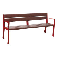 PROCity bench SILAOS 5 slats - with armrest - steel & recycled plastic: seat made of recycled plastic (purple), frame made of steel (purple).