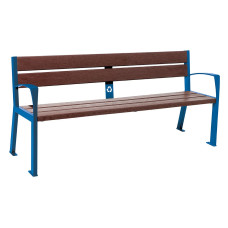 PROCITY SITZBANK SILAOS 5 LEISTEN  - MIT ARMLEHNE - STAHL & RECYCLING-KUNSTSTOFF: Sitzfläche aus Recycling-Kunststoff (Enzianblau), Gestel aus Stahl (Enzianblau)