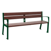 PROCITY SITZBANK SILAOS 5 LEISTEN  - MIT ARMLEHNE - STAHL & RECYCLING-KUNSTSTOFF: Sitzfläche aus Recycling-Kunststoff (Moosgrün), Gestel aus Stahl (Moosgrün)