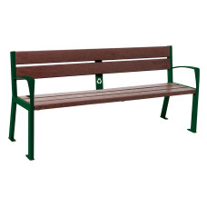 PROCITY SITZBANK SILAOS 5 LEISTEN  - MIT ARMLEHNE - STAHL & RECYCLING-KUNSTSTOFF: Sitzfläche aus Recycling-Kunststoff (Moosgrün), Gestel aus Stahl (Moosgrün)