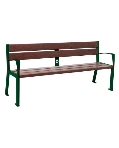 PROCITY SITZBANK SILAOS 5 LEISTEN - MIT ARMLEHNE - STAHL & RECYCLING-KUNSTSTOFF: Sitzfläche aus Recycling-Kunststoff (Moosgrün), Gestell aus Stahl (Moosgrün) - Kaufen Sie im Online-Shop