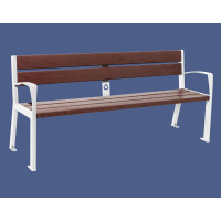 PROCITY SILAOS 5 Strip Bench with Armrest - STEEL & RECYCLED PLASTIC: Seat made of recycled plastic (Pure White), frame made of steel (Pure White).