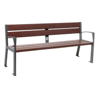 PROCITY SITZBANK SILAOS 5 LEISTEN  - MIT ARMLEHNE - STAHL & RECYCLING-KUNSTSTOFF: Sitzfläche aus Recycling-Kunststoff (Procity Grau), Gestel aus Stahl (Procity Grau)