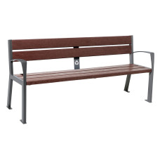PROCITY SITZBANK SILAOS 5 LEISTEN  - MIT ARMLEHNE - STAHL & RECYCLING-KUNSTSTOFF: Sitzfläche aus Recycling-Kunststoff (Procity Grau), Gestel aus Stahl (Procity Grau)