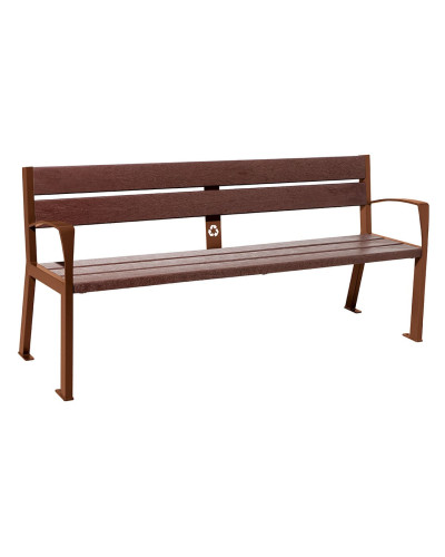 PROCITY SITZBANK SILAOS 5 LEISTEN - MIT ARMLEHNE - STAHL & RECYCLING-KUNSTSTOFF - Sitzfläche aus Recycling-Kunststoff (Bunte), Gestel aus Stahl (Rost Corten-Effekt) - Kaufen Sie im Online-Shop