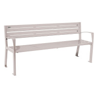 PRO CITY bench SILAOS 5 strips - with armrest - in one or two colors: seat made of galvanized steel (silk gray), frame made of steel (silk gray).