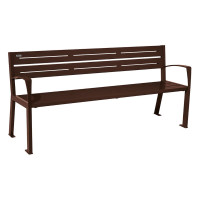 Procity Silaos 5 Leisten Bench - with Armrest - in One or Two Colors: Seat in Galvanized Steel (Chocolate Brown), Frame in Steel (Chocolate Brown).