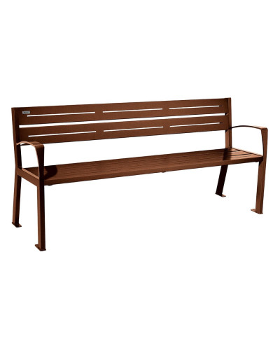 Kaufen Sie PROCITY SITZBANK SILAOS 5 LEISTEN - - MIT ARMLEHNE - EIN- ODER ZWEIFÄRBIG: Sitzfläche aus Verzinktem Stahl (Bunt), Gestell aus Stahl (Rost Corten-Effekt) im Online-Shop.