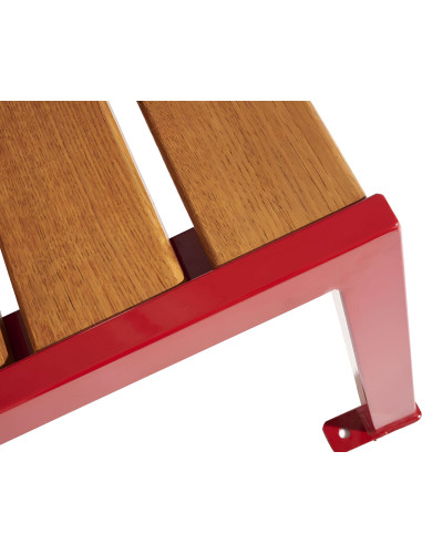 Buy PROCITY STUHL SILAOS 6 HOLZLATTEN - WITH ARMREST - WOOD & STEEL: Seat made of oak wood (Mahogany), Frame made of steel (Silk Grey) - Online Shop Delivery