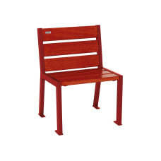 Procity Chair Silaos 6 Wood Slats - Without Armrest - Wood & Steel: Seat made of Oak Wood (Mahogany), Frame made of Steel (Crimson Red).