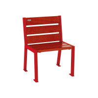 Procity Chair Silaos 6 Wood Slats - Armless - Wood & Steel: Seat made of oak wood (mahogany), frame made of steel (traffic red).
