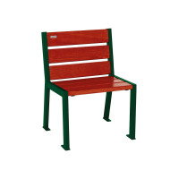 PROCITY Chair SILAOS 6 Wood Slats - Without Armrest - Wood & Steel: Seat made of oak wood (Mahogany), Frame made of steel (Moss Green).