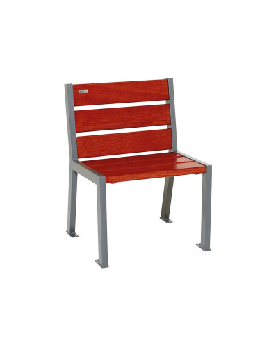 Buy PROCITY STUHL SILAOS 6 HOLZLATTEN - WITH ARMREST - WOOD & STEEL: Seat made of oak wood (Mahogany), Frame made of steel (Silk Grey) - Online Shop Delivery