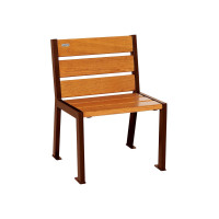 PROCITY STUHL SILAOS  6 HOLZLATTEN - OHNE ARMLEHNE - HOLZ & STAHL: Sitzfläche aus Eichenholz (helle Eiche), Gestel aus Stahl (Rost Corten-Effekt)