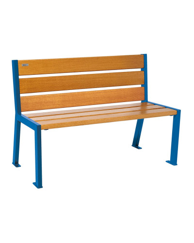 Kaufen Sie PROCITY SITZBANK SILAOS 6 HOLZLATTEN - OHNE ARMLEHNE - HOLZ & STAHL: Sitzfläche aus Eichenholz (helle Eiche), Gestel aus Stahl (Enzianblau) online