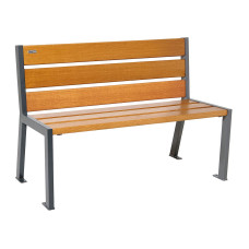 PROCITY SITZBANK SILAOS 6 HOLZLATTEN - OHNE ARMLEHNE - HOLZ & STAHL: Sitzfläche aus Eichenholz (helle Eiche), Gestel aus Stahl (Procity Grau)