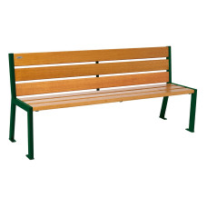 PROCITY SITZBANK SILAOS 6 HOLZLATTEN - OHNE ARMLEHNE - HOLZ & STAHL: Sitzfläche aus Eichenholz (helle Eiche), Gestel aus Stahl (Moosgrün)