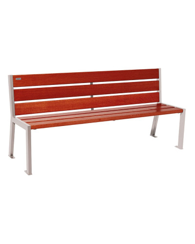PROCITY SITZBANK SILAOS 6 HOLZLATTEN - OHNE ARMLEHNE - HOLZ & STAHL: Sitzfläche aus Eichenholz (Mahagoni), Gestel aus Stahl (Seidengrau) - Kaufen Sie im Online-Shop