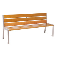 PROCITY Wooden Slatted Bench SILAOS 6 - Armrestless - Wood & Steel: Seat made of oak wood (light oak), frame made of steel (silk grey)