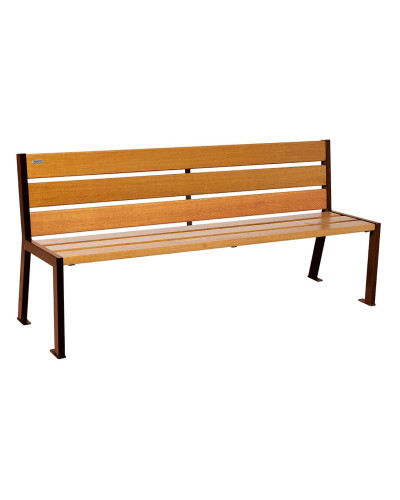 Buy PROCITY SITZBANK SILAOS 6 WOODEN SLATS - WITHOUT ARMREST - WOOD & STEEL: Seat made of oak wood (light oak), Frame made of steel (Rust Corten effect) - Online Shop.