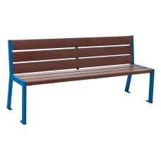 PROCITY SITZBANK SILAOS 6 LEISTEN - OHNE ARMLEHNE - STAHL & RECYCLING-KUNSTSTOFF: Sitzfläche aus Recycling-Kunststoff (Enzianblau), Gestel aus Stahl (Enzianblau)