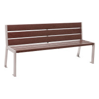 ProCity Bench Silaos 6 Slats - Armless - Steel & Recycled Plastic: Seat made of recycled plastic (Silk grey), frame made of steel (Silk grey).