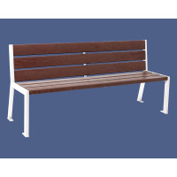 PROCITY SILAOS 6 SLAT BENCH - WITHOUT ARMREST - STEEL & RECYCLED PLASTIC: Seat made of recycled plastic (Pure White), frame made of steel (Pure White).