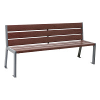 PROCITY Bench SILAOS 6 SLATS - WITHOUT ARMREST - STEEL & RECYCLED PLASTIC: Seat made of recycled plastic (PROCITY Grey), frame made of steel (PROCITY Grey).