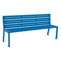 PROCITY SILAOS 6 STRIP SITTING BENCH - WITHOUT ARMRESTS - MONO- OR TWO-TONED: Seat surface made of galvanized steel (gentian blue), frame made of steel (gentian blue).