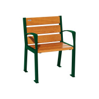 Procity chair SILAOS 6 wood slats - with armrest - wood & steel: Seat made of oak wood (light oak), frame made of steel (moss green).