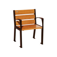 PROCITY STUHL SILAOS 6 HOLZLATTEN - MIT ARMLEHNE - HOLZ & STAHL: Sitzfläche aus Eichenholz (helle Eiche), Gestel aus Stahl (Schokoladenbraun)