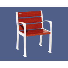 PROcity chair SILAOS 6 WOOD SLATS - WITH ARMREST - WOOD & STEEL: Seat made of oak wood (mahogany), frame made of steel (pure white).