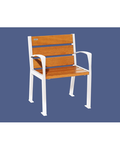 Buy PROCITY Chair SILAOS 6 WOODEN SLATS - WITH ARMREST - WOOD & STEEL: Seat made of oak wood (light oak), frame made of steel (Pure white) - Shop Online