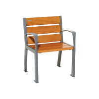 PROCITY STUHL SILAOS 6 HOLZLATTEN - MIT ARMLEHNE - HOLZ & STAHL: Sitzfläche aus Eichenholz (helle Eiche), Gestel aus Stahl (Procity Grau)