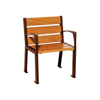 PROCITY STUHL SILAOS 6 HOLZLATTEN - MIT ARMLEHNE - HOLZ & STAHL: Sitzfläche aus Eichenholz (helle Eiche), Gestel aus Stahl (Rost Corten-Effekt)