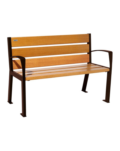 Kaufen Sie PROCITY SITZBANK SILAOS 6 HOLZLATTEN - MIT ARMLEHNE - HOLZ & STAHL: Sitzfläche aus Eichenholz (helle Eiche), Gestel aus Stahl (Schokoladenbraun) - Online-Shop