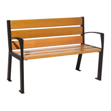 PROCITY SITZBANK SILAOS 6 HOLZLATTEN - MIT ARMLEHNE - HOLZ & STAHL: Sitzfläche aus Eichenholz (helle Eiche), Gestel aus Stahl (Tiefschwarz)