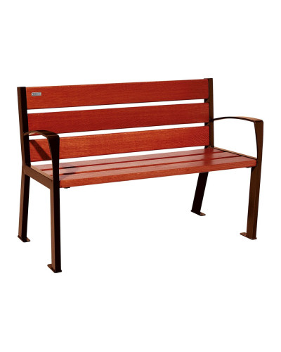 Kaufen Sie die PROCITY SITZBANK SILAOS 6 HOLZLATTEN - MIT ARMLEHNE - HOLZ & STAHL: Sitzfläche aus Eichenholz (Mahagoni), Gestel aus Stahl (Rost Corten-Effekt) im Online-Shop mit Lieferung.