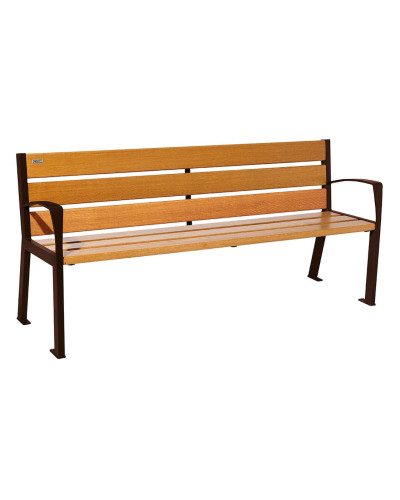 Kaufen Sie PROCITY SITZBANK SILAOS 6 HOLZLATTEN - MIT ARMLEHNE - HOLZ & STAHL: Sitzfläche aus Eichenholz (helle Eiche), Gestel aus Stahl (Schokoladenbraun) - Online-Shop
