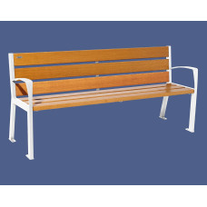 PROCITY SITZBANK SILAOS 6 HOLZLATTEN - MIT ARMLEHNE - HOLZ & STAHL: Sitzfläche aus Eichenholz (helle Eiche), Gestel aus Stahl (Reinweiß)