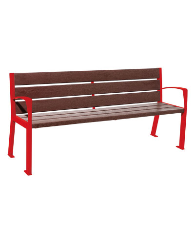 Buy PROCITY SITZBANK SILAOS 6 LEISTEN - WITH ARMREST - STEEL & RECYCLED PLASTIC: Seat made of recycled plastic (traffic red), frame made of steel (traffic red) - Purchase Online