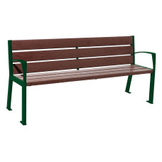 PROCITY SITZBANK SILAOS 6 LEISTEN  - MIT ARMLEHNE - STAHL & RECYCLING-KUNSTSTOFF: Sitzfläche aus Recycling-Kunststoff (Moosgrün), Gestel aus Stahl (Moosgrün)