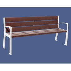 PROCITY SITZBANK SILAOS 6 LEISTEN  - MIT ARMLEHNE - STAHL & RECYCLING-KUNSTSTOFF: Sitzfläche aus Recycling-Kunststoff (Reinweiß), Gestel aus Stahl (Reinweiß)