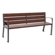 PROCITY SITZBANK SILAOS 6 LEISTEN  - MIT ARMLEHNE - STAHL & RECYCLING-KUNSTSTOFF: Sitzfläche aus Recycling-Kunststoff (Procity Grau), Gestel aus Stahl (Procity Grau)