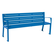PROCITY SITZBANK SILAOS 6 LEISTEN - - MIT ARMLEHNE - EIN- ODER ZWEIFARBIRG: Sitzfläche aus Verzinktes Stahl (Enzianblau), Gestel aus Stahl (Enzianblau)