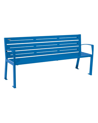 Buy PROCITY SITZBANK SILAOS 6 LEISTEN - - WITH ARMREST - SINGLE OR TWO-COLORED: Seat made of galvanized steel (gentian blue), frame made of steel (gentian blue) - Online Shop