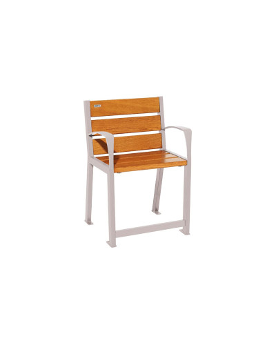 Buy PROCITY Chair SILAOS FOR SENIORS 6 WOODEN SLATS - WITH ARMREST - WOOD & STEEL: Seat made of oak wood (light oak), Frame made of steel (traffic red) - Online Shop. Delivery available.